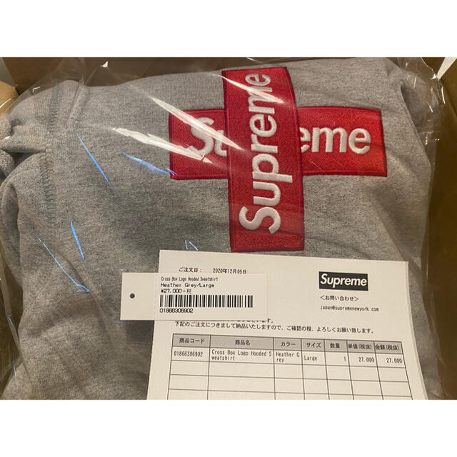 新品未使用 Cross Box Logo Hooded Grey Large