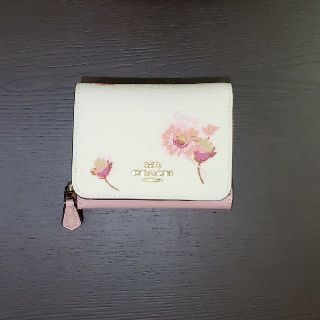 コーチ(COACH)の美品　コーチ　フローラル　三つ折　財布　コンパクト　ミニ財布(財布)