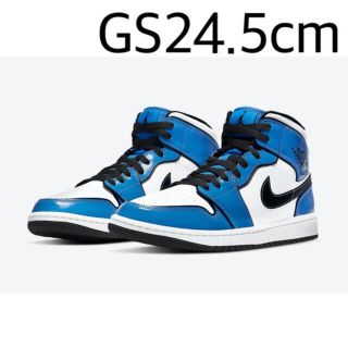 ナイキ(NIKE)の24.5 jordan1 mid signal blue ジョーダン1 ミッド(スニーカー)