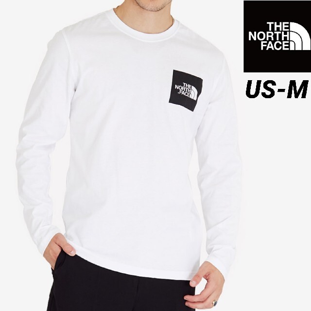 THE NORTH FACE(ザノースフェイス)のノースフェイス ボックスロゴ ロングスリーブTシャツ 海外Mサイズ メンズのトップス(Tシャツ/カットソー(七分/長袖))の商品写真