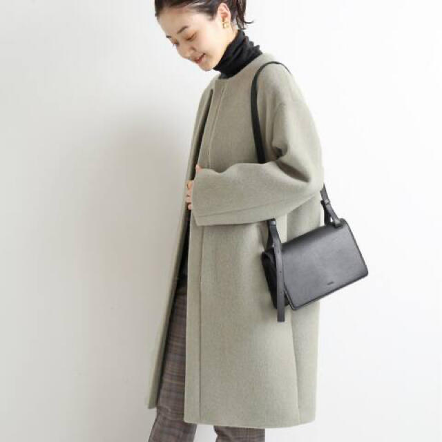 iena ラムウールノーカラーコート 36-