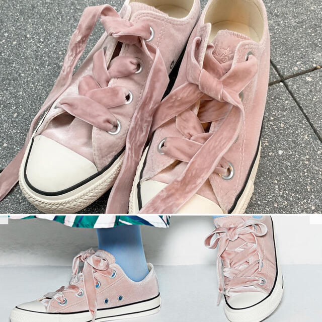 CONVERSE(コンバース)のCONVERSE オールスター V ビッグアイレッツ OX ベロア ピンク レディースの靴/シューズ(スニーカー)の商品写真