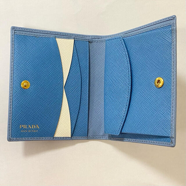 新品 PRADA バイカラー二つ折り財布