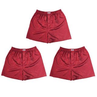 タイシルクトランクス パンツ 下着メンズ 無地 ３枚セットまとめ買い（赤XXL)(ショートパンツ)