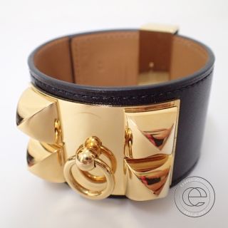 エルメス(Hermes)のHERMES エルメス  A刻印 コリエ・ド・シアン イエローゴールド金具(ブレスレット/バングル)