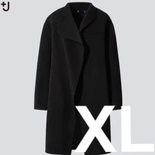 ユニクロ(UNIQLO)のユニクロ +J カシミヤブレンド　ノーカラーコート ブラック XL(ロングコート)