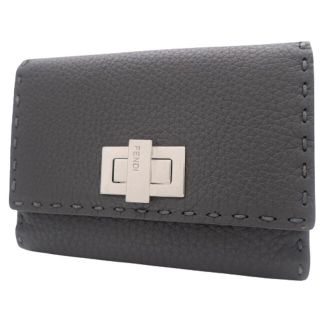 フェンディ(FENDI)のフェンディコンパクト財布 ピーカブー  カーフ グレー灰 40800063286(財布)