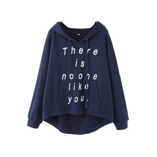 ザラ(ZARA)の🌸春先行💐3423◆navy ロゴ パーカー トレーナー(トレーナー/スウェット)