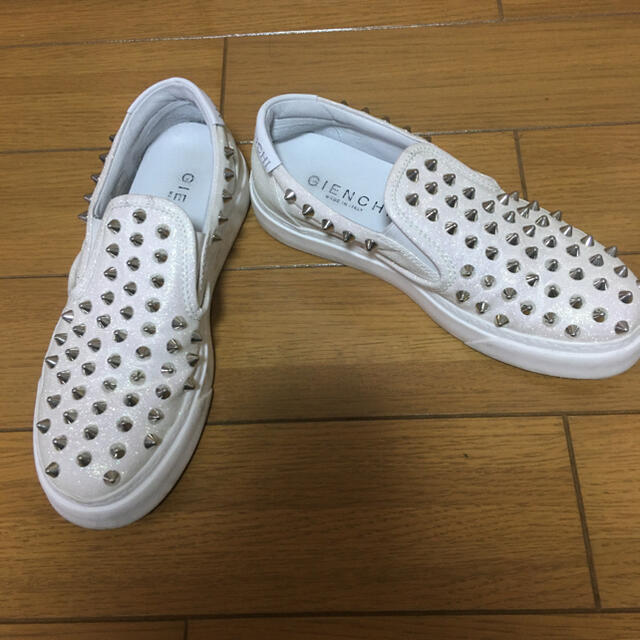 JIMMY CHOO - METAL GIENCHI白ラメスタッズスリッポンスニーカー中古美