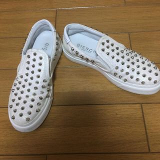 METAL GIENCHI白ラメスタッズスリッポンスニーカー美品 | www