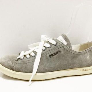 プラダ　PRADA ローカットスニーカー　スエード　グレー　US5.5