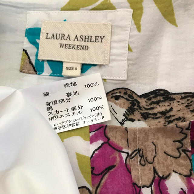 LAURA ASHLEY(ローラアシュレイ)のローラアシュレイ♡花鳥プリントのワンピース レディースのワンピース(ひざ丈ワンピース)の商品写真