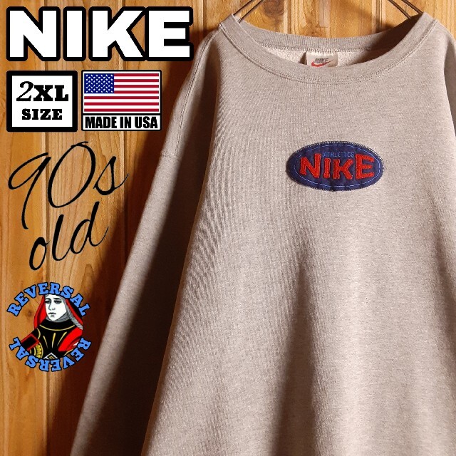 NIKE(ナイキ)の90s USA製 NIKE オールド ナイキ 刺繍 ワッペン スウェット XXL メンズのトップス(スウェット)の商品写真