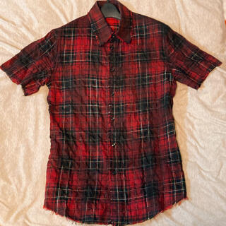 シェラック　半袖　シャツ　トップス　チェック　赤　黒(シャツ)