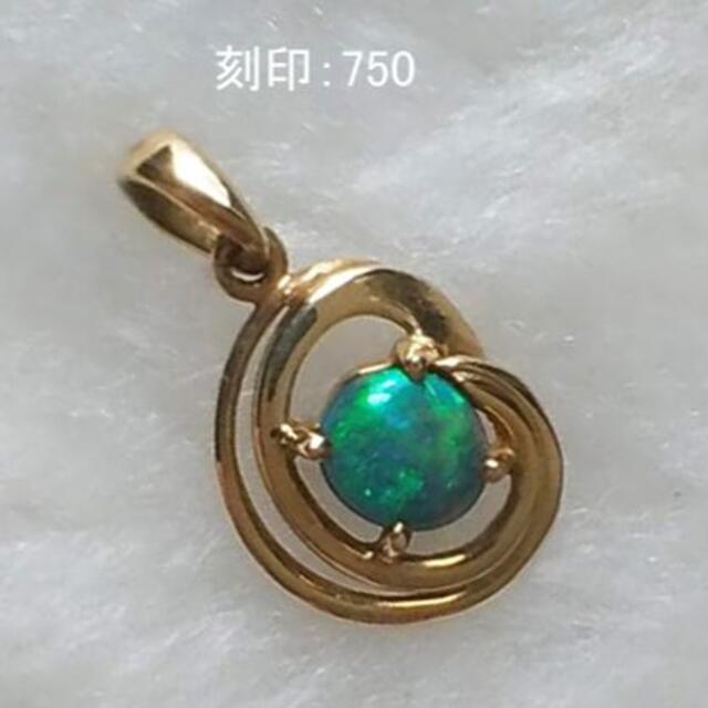 085★K18 ブラックオパール ペンダントヘッド★深層からの蒼碧SpecialJewelry