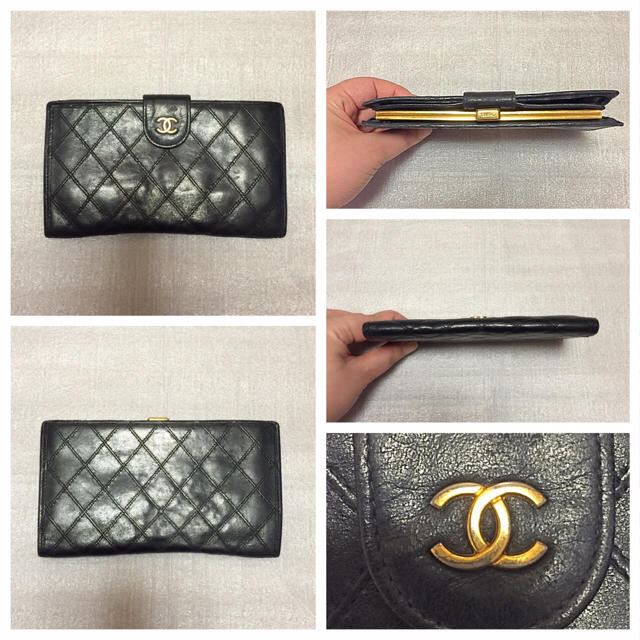 CHANEL(シャネル)のシャネル レザー 2つ折り がま口 財布 レディースのファッション小物(財布)の商品写真