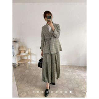 ロキエ(Lochie)のpowantolune check volume pleats skirt(ロングスカート)