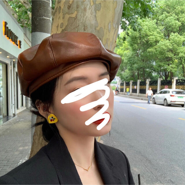 omot★様専用！エコレザーベレー帽 レディースの帽子(ハンチング/ベレー帽)の商品写真