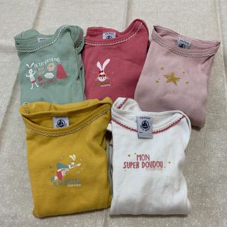 プチバトー(PETIT BATEAU)のプチバトー　長袖ロンパース12m  5枚セット(肌着/下着)