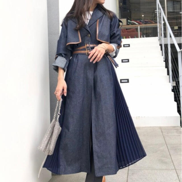 【AMERI】ROLL-UP SLEEVE PLEATS TRENCH COATトレンチコート