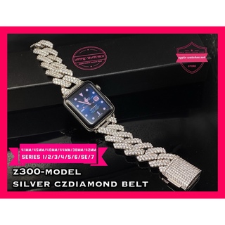 アップルウォッチ(Apple Watch)の41mm45mmシルバー　z300モデル　アップルウォッチ用czダイヤベルト(腕時計)