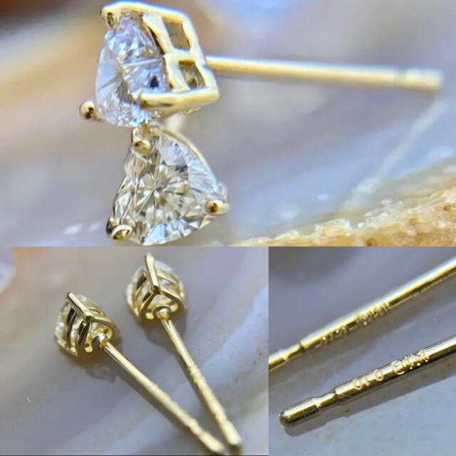 0.10ct✨片耳用✨ぷっくりハートシェイプダイヤモンド K18 ピアス 0.10ct✨片耳用✨ぷっくりハートシェイプダイヤモンド K18 ピアス