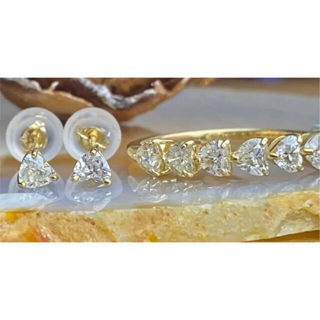 0.10ct✨片耳用✨ぷっくりハートシェイプダイヤモンド K18 ピアス メンズのアクセサリー(ピアス(片耳用))の商品写真