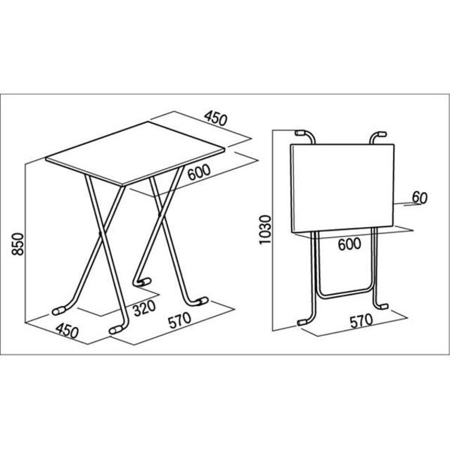日本製 折りたたみハイテーブル 【角型 ナチュラル×シルバー】 幅60高さ85
