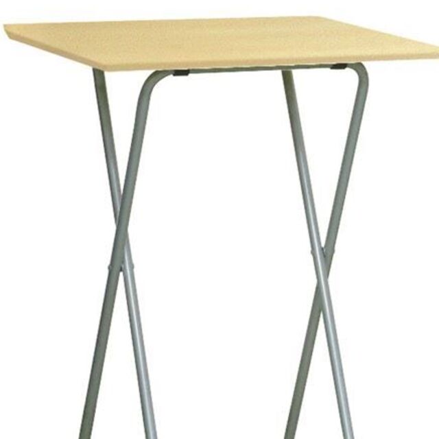 日本製 折りたたみハイテーブル 【角型 ナチュラル×シルバー】 幅60高さ85 1
