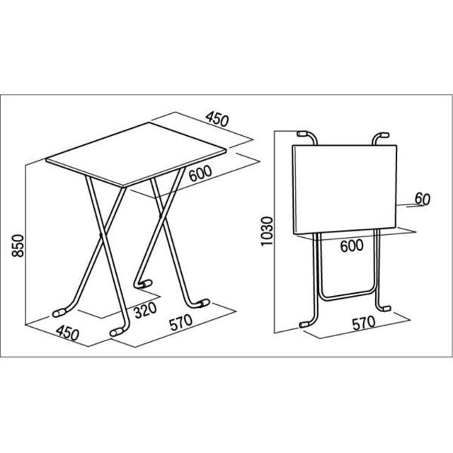 日本製 折りたたみハイテーブル 【角型 ナチュラル×シルバー】 幅60高さ85 3