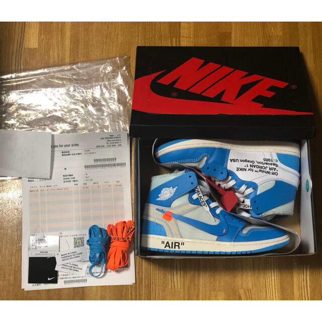 OFF-WHITE(オフホワイト)のoff white air jordan1 unc 25.5 メンズの靴/シューズ(スニーカー)の商品写真