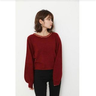 リエンダ(rienda)のChain N／C Knit TOP レッド(ニット/セーター)