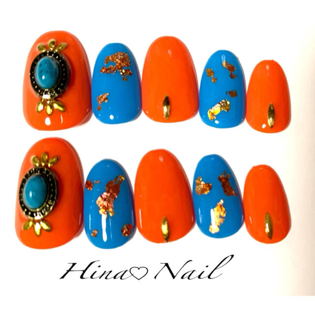 ネイルチップ エスニックネイル サニーオレンジ ターコイズ ショートオーバルの通販 By Hina Nail ラクマ ネイルチップ エスニックネイル サニーオレンジ ターコイズ ショートオーバルの通販 By Hina Nail ラクマ