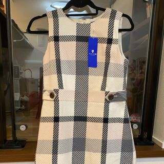 バーバリーブルーレーベル(BURBERRY BLUE LABEL)のブルーレーベル・クレストブリッジ　 ピンク×ホワイト チェックワンピース(ひざ丈ワンピース)