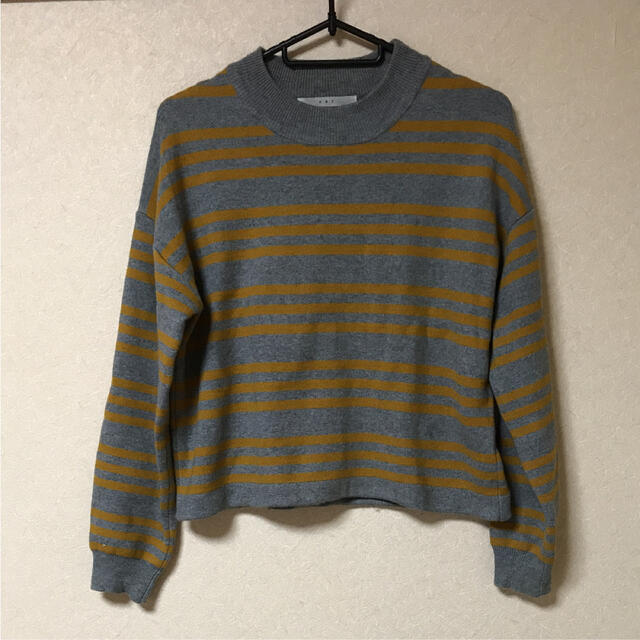 ●KBF ボーダーニット グレー×カラシ色 フリーサイズ | フリマアプリ ラクマ