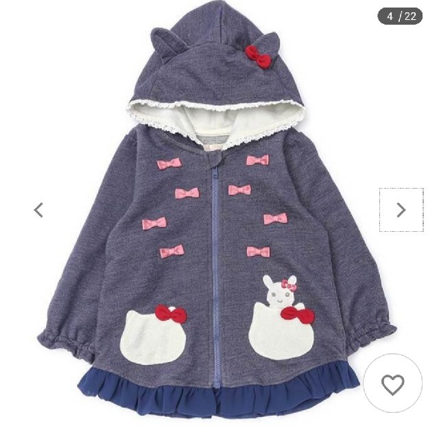 coeur a coeur(クーラクール)のクーラクール　コラボ　キティ　猫耳パーカー キッズ/ベビー/マタニティのキッズ服女の子用(90cm~)(ジャケット/上着)の商品写真