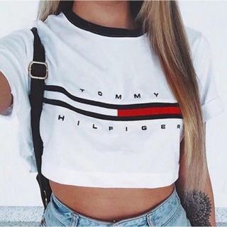 トミーヒルフィガー(TOMMY HILFIGER)のショートトップス(S)(M)(L)(Tシャツ(半袖/袖なし))