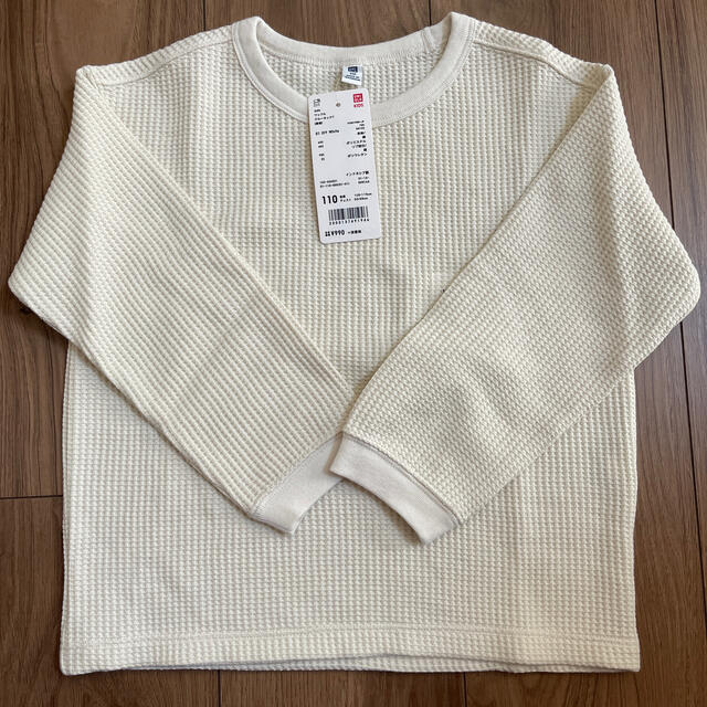 UNIQLO(ユニクロ)のUNIQLO ワッフルクルーネックT  キッズ/ベビー/マタニティのキッズ服女の子用(90cm~)(Tシャツ/カットソー)の商品写真