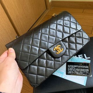 シャネル(CHANEL)のビンテージシャネル本物ラムスキンブラック(ショルダーバッグ)