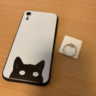 iPhoneケース＆リング 黒猫 TPU ソフトシェル (iPhoneケース)