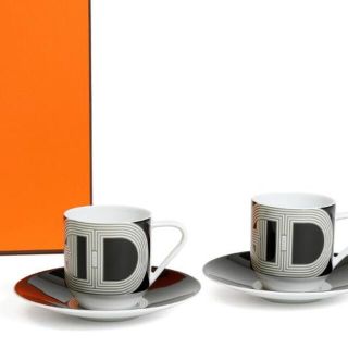 エルメス(Hermes)のエルメス ラリー24 コーヒーカップ＆ソーサー ブラック 100ml ペア(グラス/カップ)