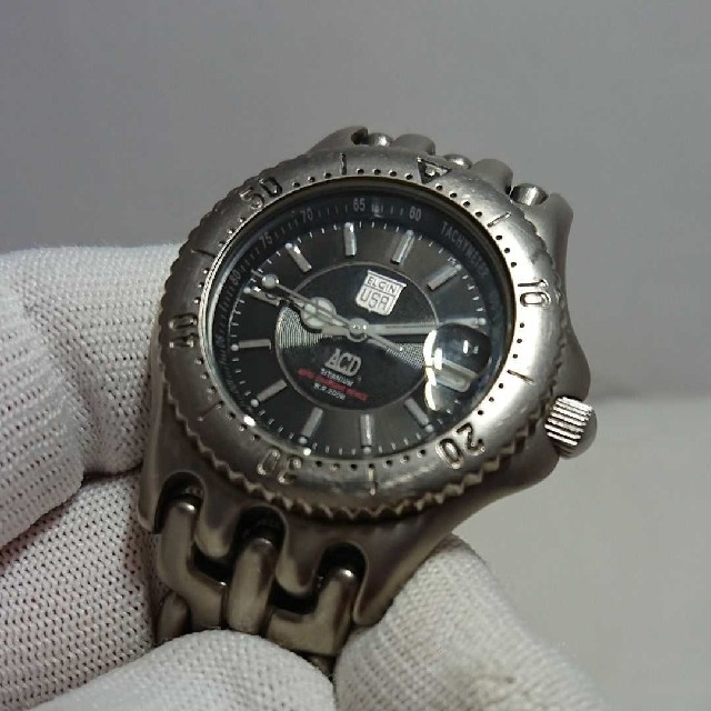 【ELGIN】エルジン◆ACD自動巻き発電◆メンズ腕時計･チタン製(稼働品)