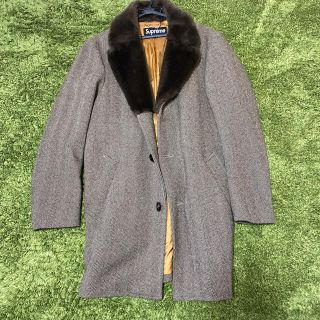 Supreme 2015AW Fur Collar Tweed Coat