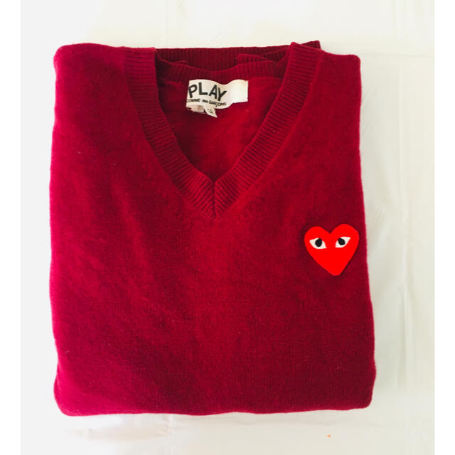 COMME des GARCONS(コムデギャルソン)の【希少カラー★良品★Mサイズ】プレイコムデギャルソン Vネック ニット PLAY レディースのトップス(ニット/セーター)の商品写真