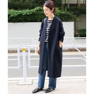 イエナ(IENA)のIENA　18AW　Pe/R接結ノーカラーコート　サイズ36(ロングコート)