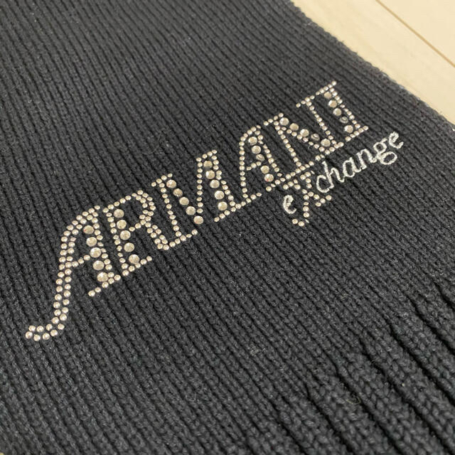 ARMANI EXCHANGE(アルマーニエクスチェンジ)の美品！ARMANI EXCHANGE アルマーニ マフラー ブラック メンズのファッション小物(マフラー)の商品写真