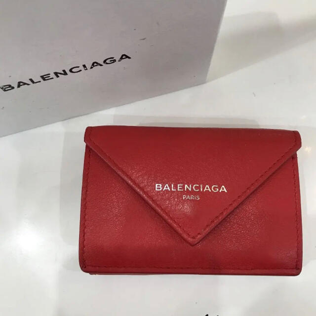 バレンシアガ ペーパーウォレット 赤 折り財布