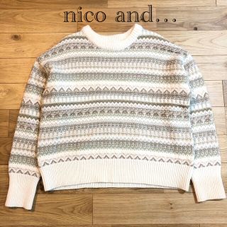 ニコアンド(niko and...)の【良品】ニコアンド フェアアイルマルチカラー プルオーバー ボーダー ニットL(ニット/セーター)