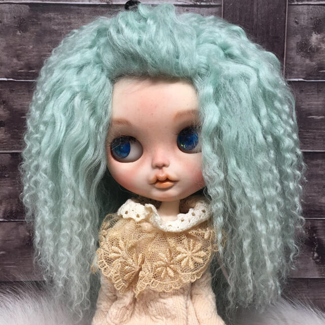 blythe_ブルートップネイビー✨w-069チベットラムフルスキンウィッグ