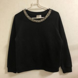 トッコ(tocco)のtocco closet トッコクローゼット　ビジュースウェット　トレーナー　黒(トレーナー/スウェット)